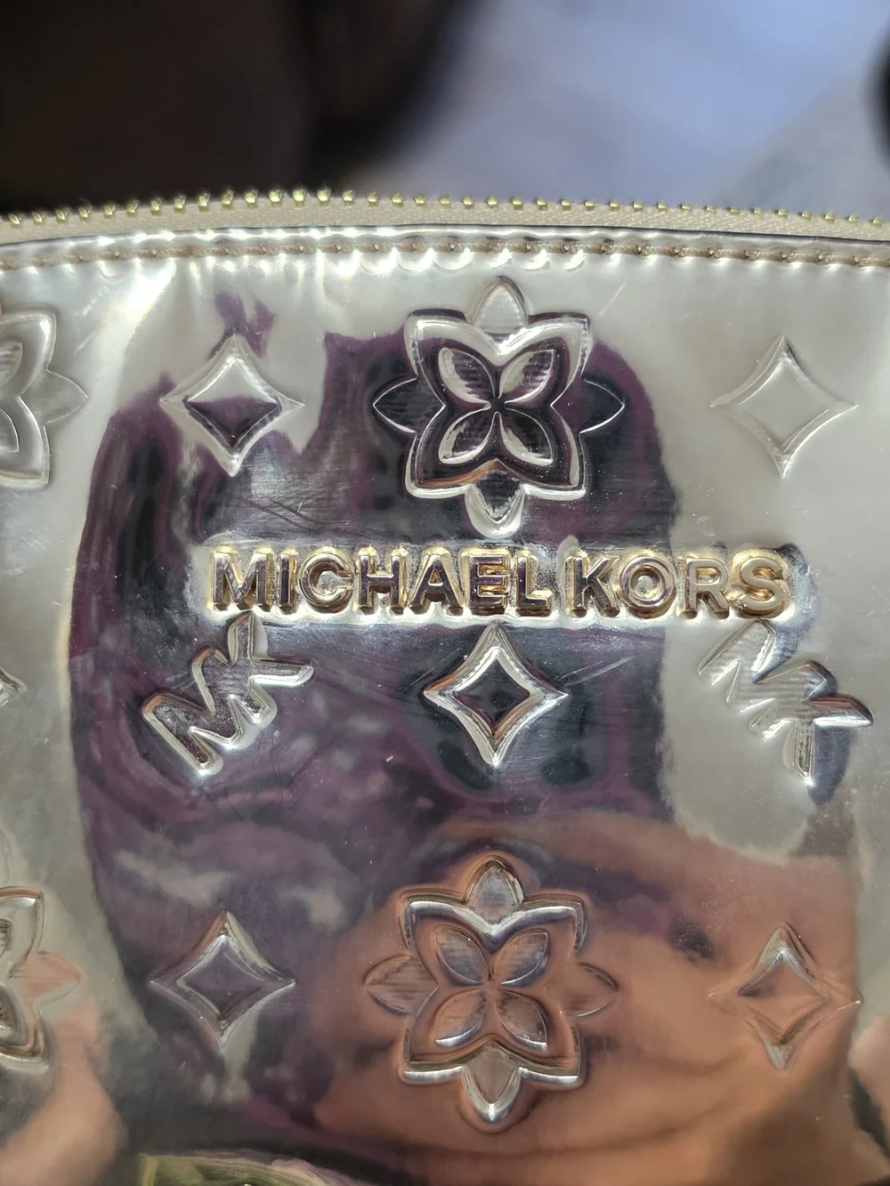 Michael Kors Rose Gold Dome Satchel with Blush Handles